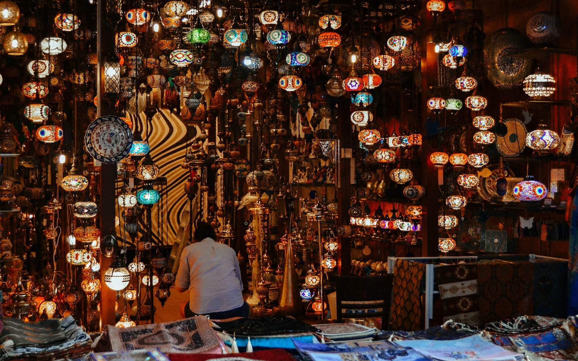 assorted-color pendant lamps